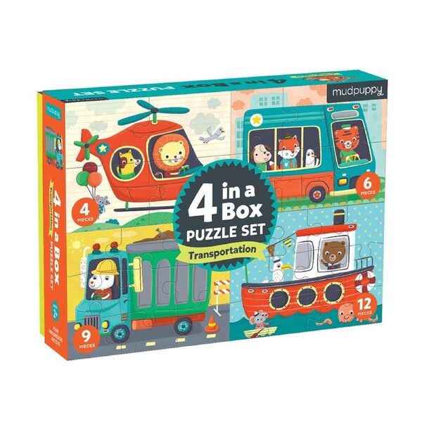 Mudpuppy Kids/Children 4 In A Box Jigsaw Puzzle Game Toy Set Transport 3+