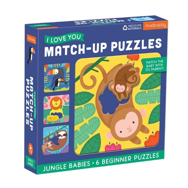 Mudpuppy I Love U Match Up Kids 6 Jigsaw Puzzle 17x17cm Jungle Baby 1-3y