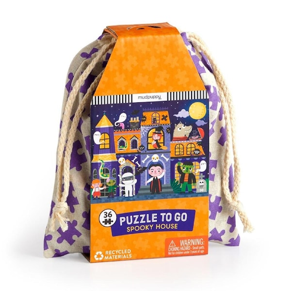 36pc Mudpuppy Kids Jigsaw Puzzle To Go w/ Pouch 30.5x23cm Spooky House 3+