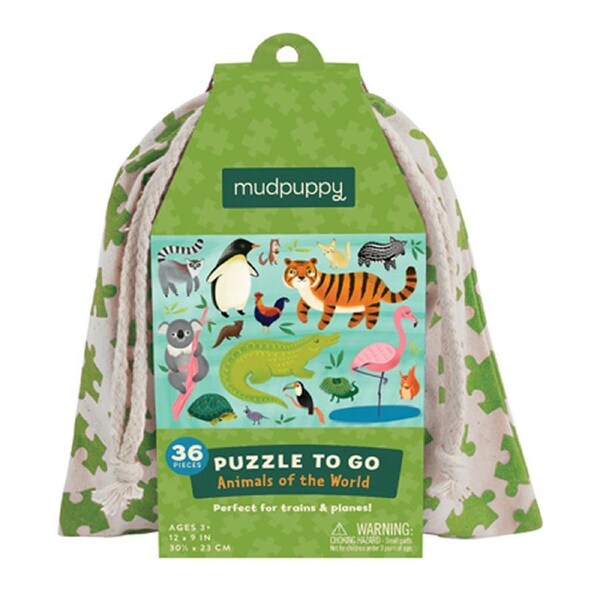 36pc Mudpuppy To Go Jigsaw Puzzle 31x23cm Animals of the World Kids Game 3y+