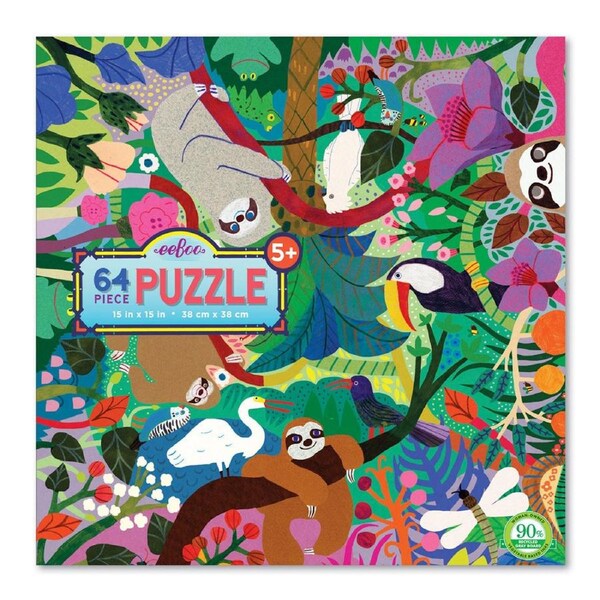 64pc eeBoo Jigsaw Puzzle 38x38cm Kids Educational Play Game Sloth at Play 5+