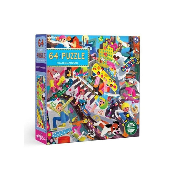 64pc eeBoo Jigsaw Puzzle 38x38cm Kids Educational Play Game Skateboarders 5+