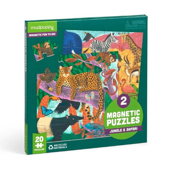 20pc Mudpuppy Magnetic Jigsaw Puzzle 17x17cm Jungle Safari Kids Game 3y+