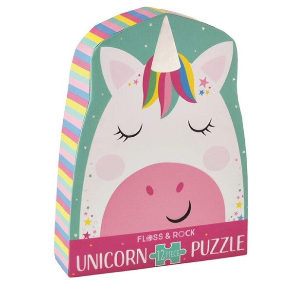 12pc Floss & Rock Shaped Jigsaw Puzzle 28x28cm Rainbow Unicorn Fun Game 3+