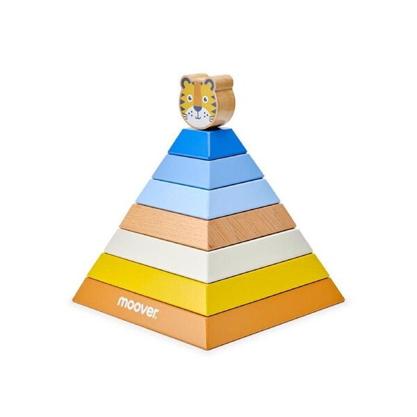 Moover Toys Essentials Wooden Pyramid Puzzle Stacking for Kids/Toddler 18m+