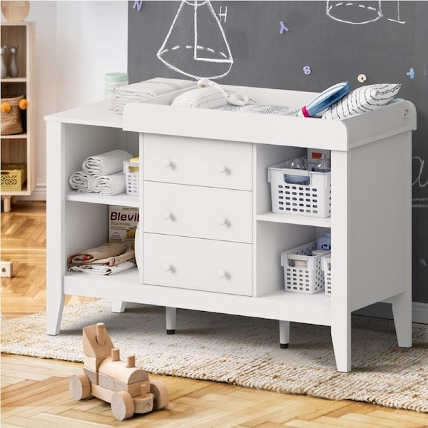 Oikiture Baby Change Table Chest of Drawers Cabinet Changer Nursery Furniture