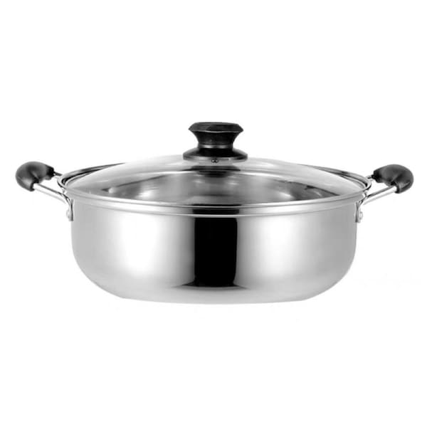Stainless Steel Induction Cooker Hot Pot Pot Pan in Silver (32cm)