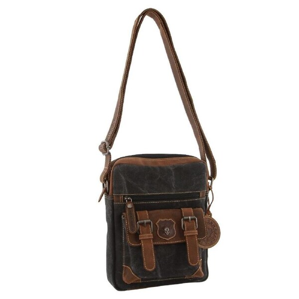 Jack's Inn Panama Canvas and Leather Small Crossbody Bag Vintage in Cognac