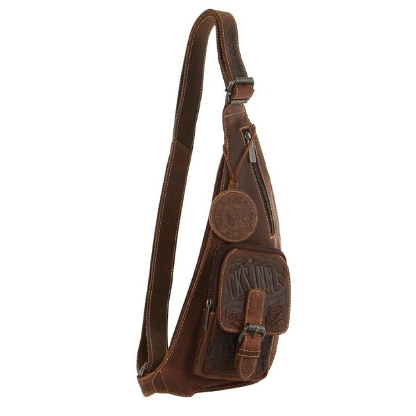 Jack's Inn Vengeance Brown Crazy Horse Leather Sling Bag Crossbody in Cognac