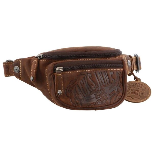 Jack's Inn Mudslide Brown Crazy Horse Leather Bumbag Waist Belt Bag Pouch in Cognac