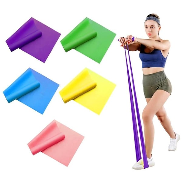 5 Pack Resistance Bands Elastic Exercise Bands Set For Yoga Pilates Strength