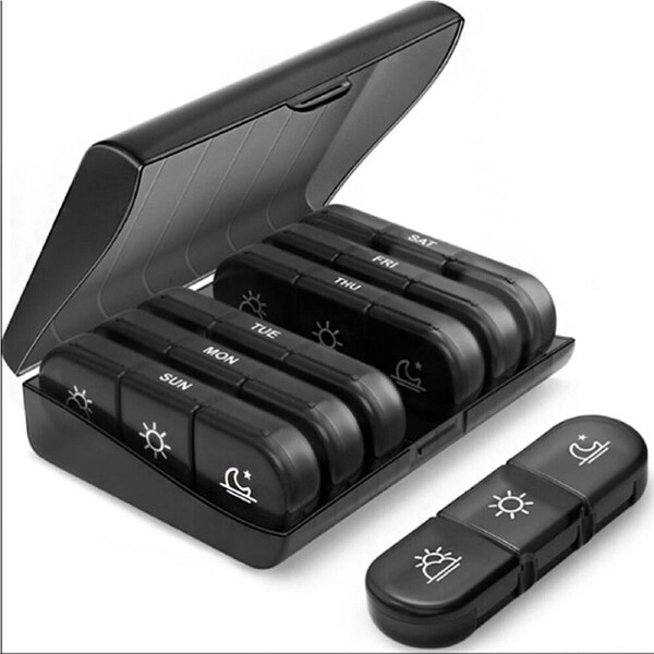 Weekly Pill Organizer 3 Times a Day, Portable Travel Pill Box 7 Day with Pill Containers