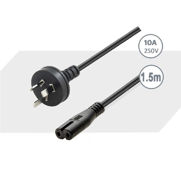 Sansai AC-7 Figure 8 Socket Power Lead AU NZ Plug Cable Code Black 1.5m