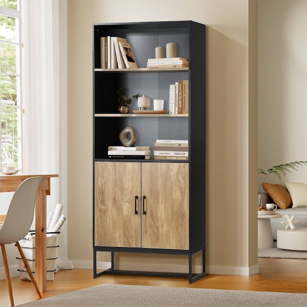 Oikiture Display Shelf 5-Tier Storage Shelves Bookshelf Bookcase Cupboard