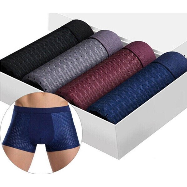 Ice Silk Mesh Boxer Briefs XL 4Pack Mens Bamboo Soft Underwear Summer Shorts