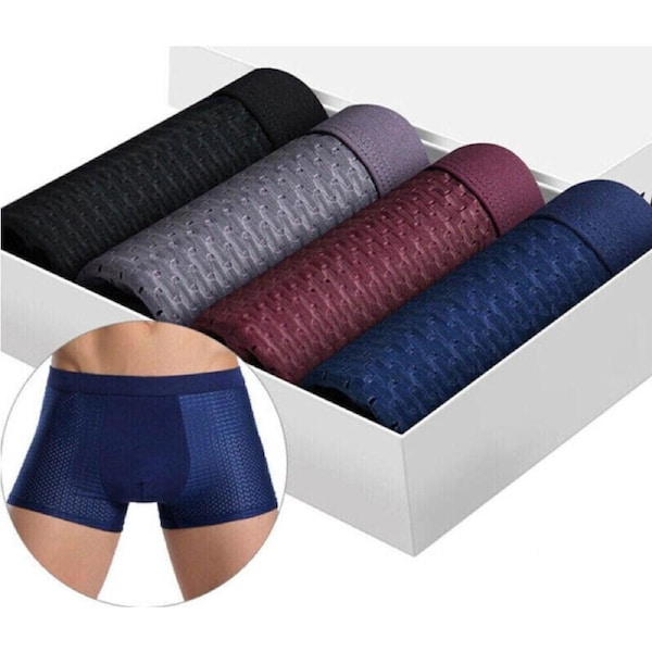 Ice Silk Mesh Boxer Briefs Large 4Pack Mens Bamboo Soft Underwear Summer Shorts