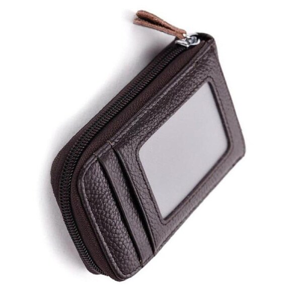 Anti-theft Credit Card Holder RFID Blocking Leather Wallet Coin Purse Coffee