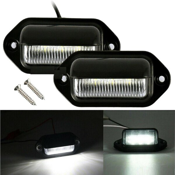 Truck SUV Trailer Lorry 12/24V 2PCS 6 LED License Number Plate Light Lamps