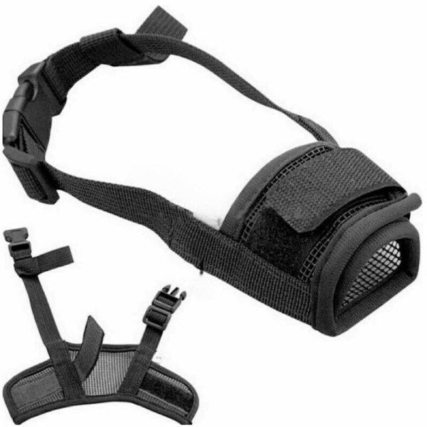 Black Adjustable Pet Dog Mask Stop Bark Bite Mesh Muzzle Grooming Chewing Medium