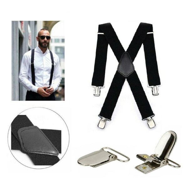Adjustable Elastics Suspenders Clip On Men's Braces Trouser 50mm Extra Wide