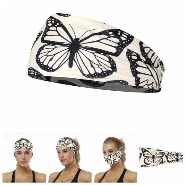 Hair Band Wide Turban Women Elastic Yoga Bandana Butterfly Sports Head Wrap