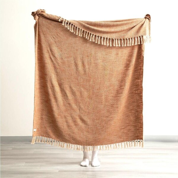 Surrey Chevron Yarn-Dyed Throw 130 x 170 cms Tobacco