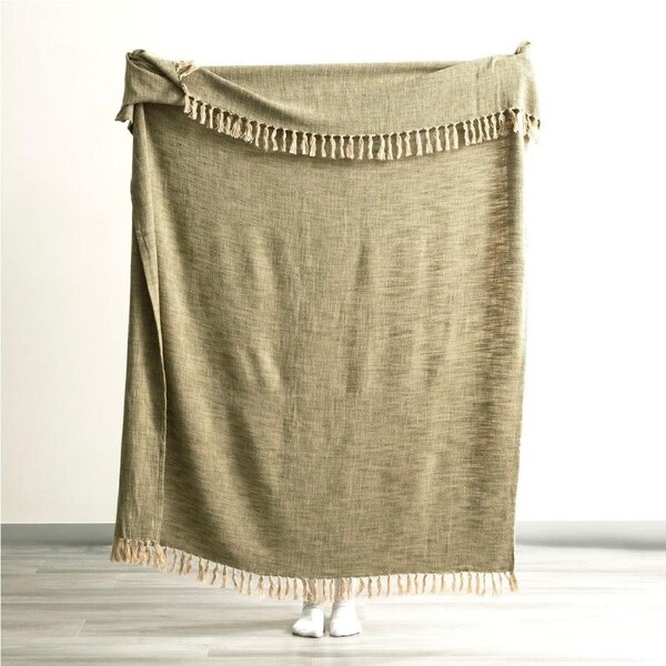 Surrey Chevron Yarn-Dyed Throw 130 x 170 cms Olive
