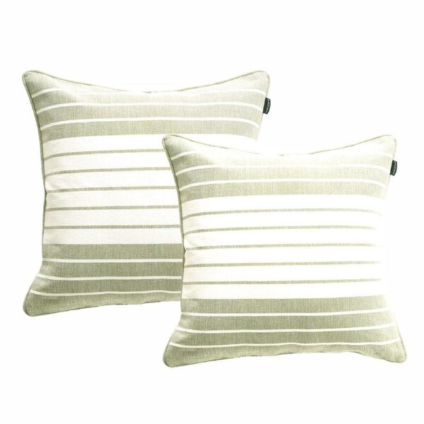 Palma Stripe Stone washed Yarn-dyed Cushion Twin Pack 50 x 50 Cms Polyester Filled Khaki