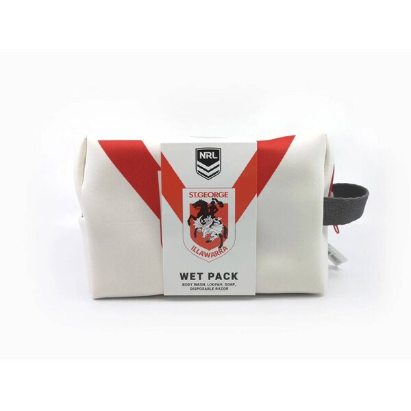 5pc NRL Dragons Bag Body Wash/Disposable Razor/Loofa & Soap Wetpack Gift Set