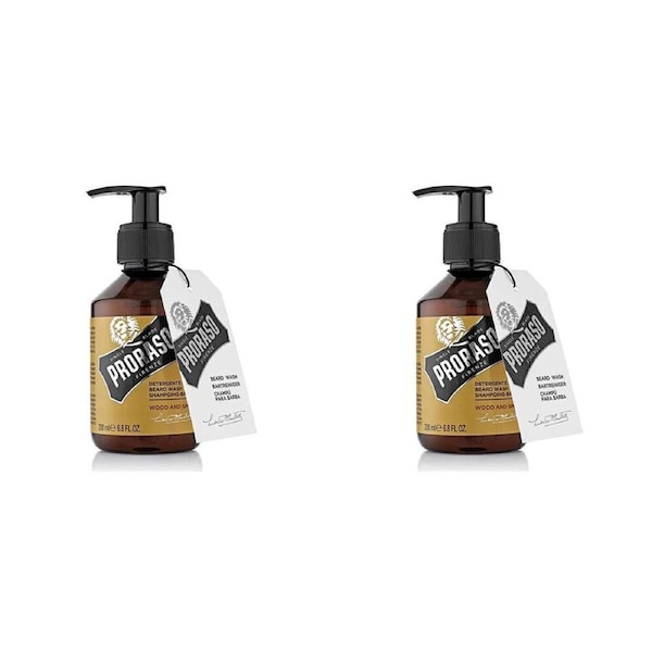 2PK Proraso Beard Wash Men's Grooming Essential Shampoo Wood & Spice Scent 200ml