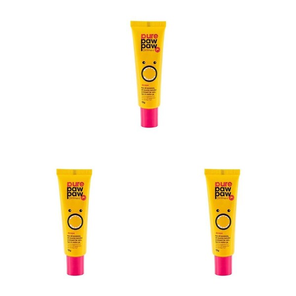3PK Pure Paw Paw Ointment 15g Multi Purpose Dry Skin Ointment Lip Balm Grape