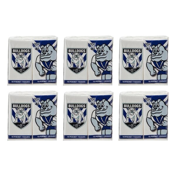 24pc NRL Soft & Absorbent Pocket Size Travel Portable Tissues Bulldogs Mascot