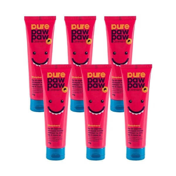 6PK Pure Paw Paw Ointment 25g Multi Purpose Skin Ointment Lip Balm Strawberry