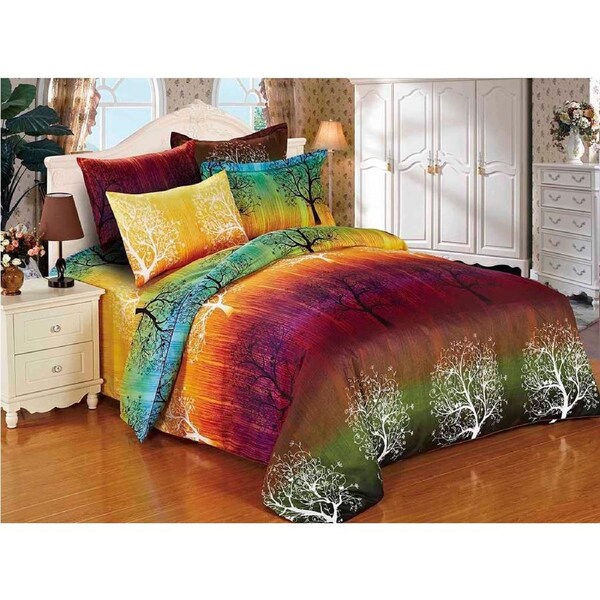 Rainbow Tree Single Size Quilt/Doona/Duvet Cover Set