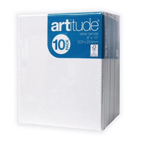 10pc Artitude Stretched Canvas 8x10" Art/Craft Accessory Oil/Acrylic Painting