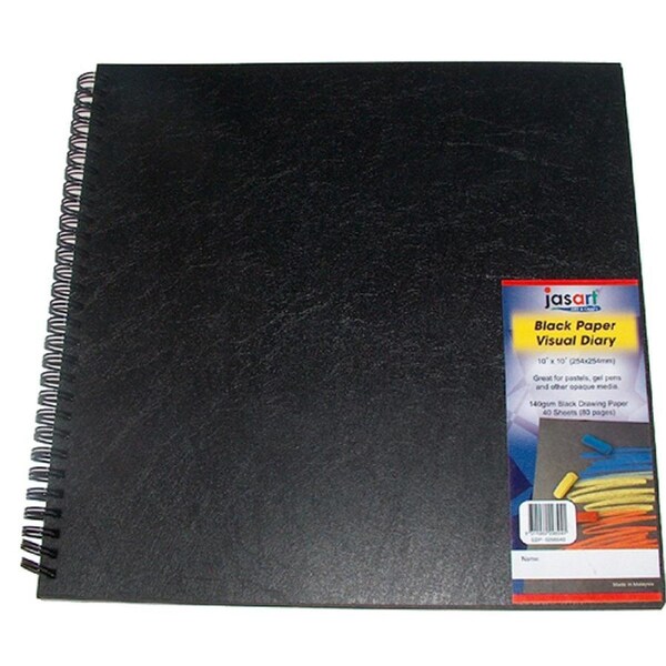 Jasart 140GSM Wire Bound 80-Sheet School Art Black Paper Visual Diary 10x10"