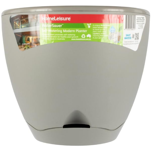 Homeleisure WaterSaver Modern Round Planter Plant Pot Garden Decor 30cm Grey