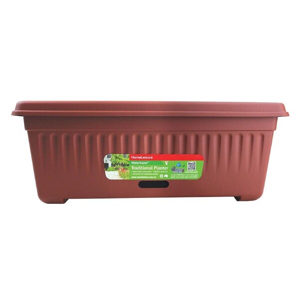 Homeleisure WaterSaver Traditional Rect Planter Flower Pot 68cm Manor Red