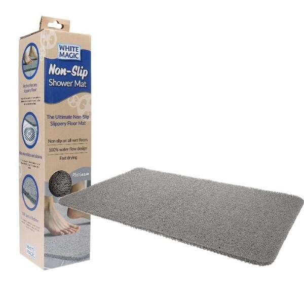 White Magic Home/Bathroom Non-Slip Floor Shower Quick Dry Mat/Rug Platinum