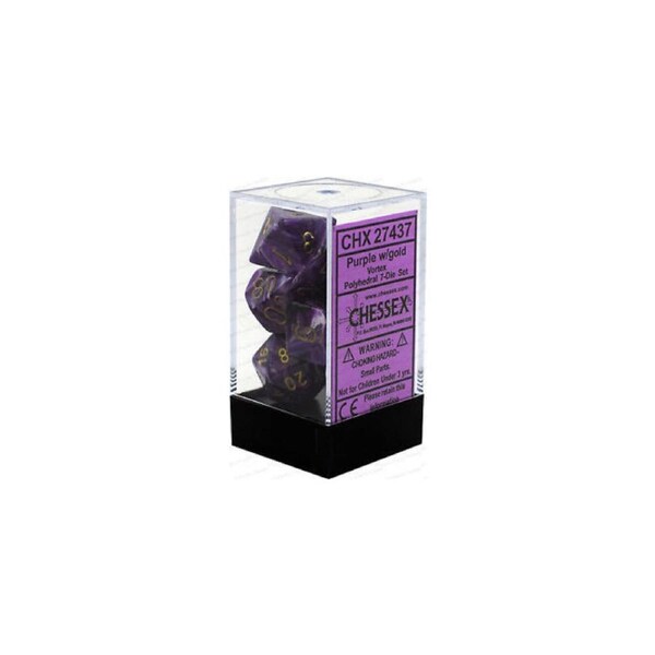 7pc Chessex Vortex Polyhedral Role Playing Game Gaming Dice Set Purple/Gold