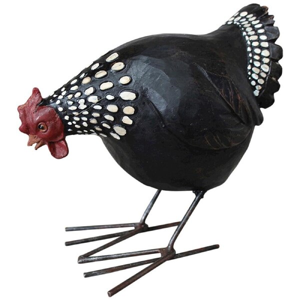 LVD Resin/Iron Chicken Sculpture Ornament Figure Home/Office Decor BLK Small