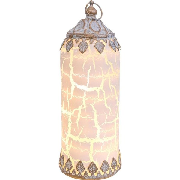 LVD Lantern LED Tall Crackle Decorative Lighting Tabletop 20cm Home Decor