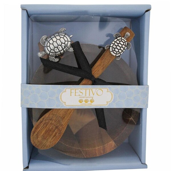 LVD Acacia Bowl Spoon Set Turtle Home Kitchen Serveware/Tableware 14.5x11cm