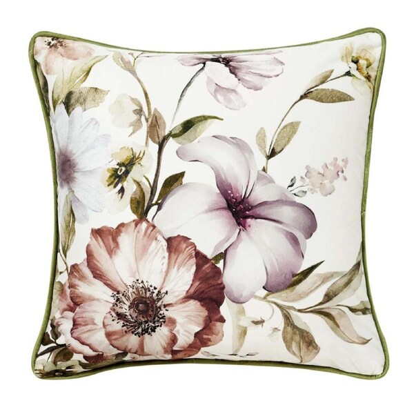 Bianca Minette Polyester/Velvet White Square Cushion Cover Pillowcase 43x43cm