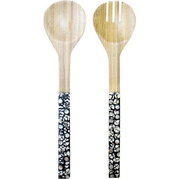 2pc LVD Wood Servers Set Shell Black Home Kitchen Serveware/Tableware 33x8cm