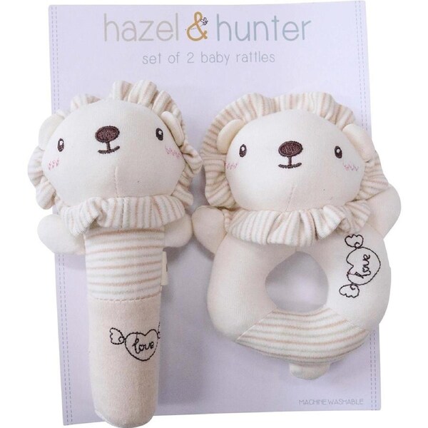2pc LVD Rattles Lion Infant/Baby Interactive Rattle Fun Play Toy 0+ Beige