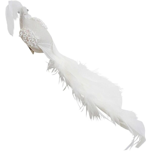 LVD Plastic Clip Peacock Home/Living Room Ornament Display Decor 50cm White