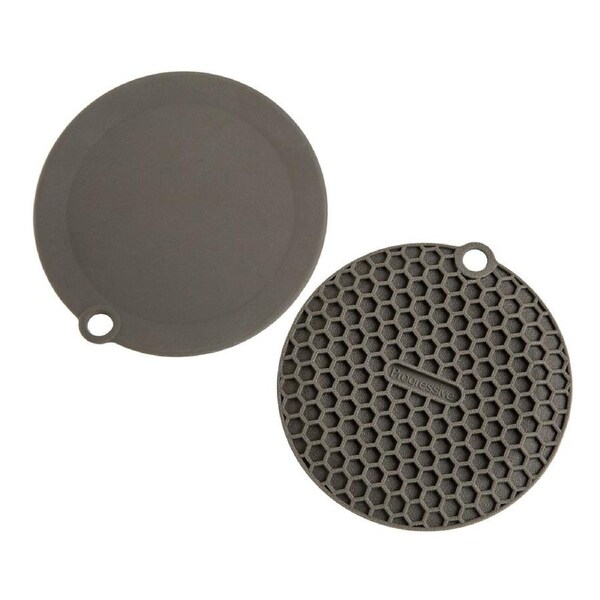 2pc Progressive 14cm Mini Multi Mat Silicone Coaster Set Round Charcoal Grey
