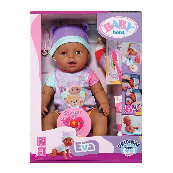 Baby Born Original Eva 43cm Baby Girl Doll Dark Skin Toy Baby/Newborn 0y+