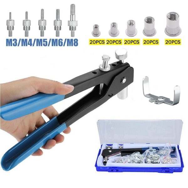 107Pcs Rivet Nut Nutsert Tool Rivnut Gun Nuts Riveter Mandrels Thread Riveting